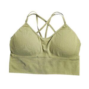 NVGTN Womens Strappy Padded Sports Bra, Crop Tank, Green, Size M